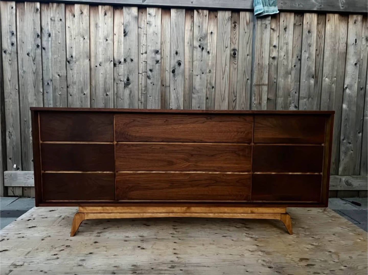 Mcm Walnut Dresser with Drawers Refinished - photo 2
