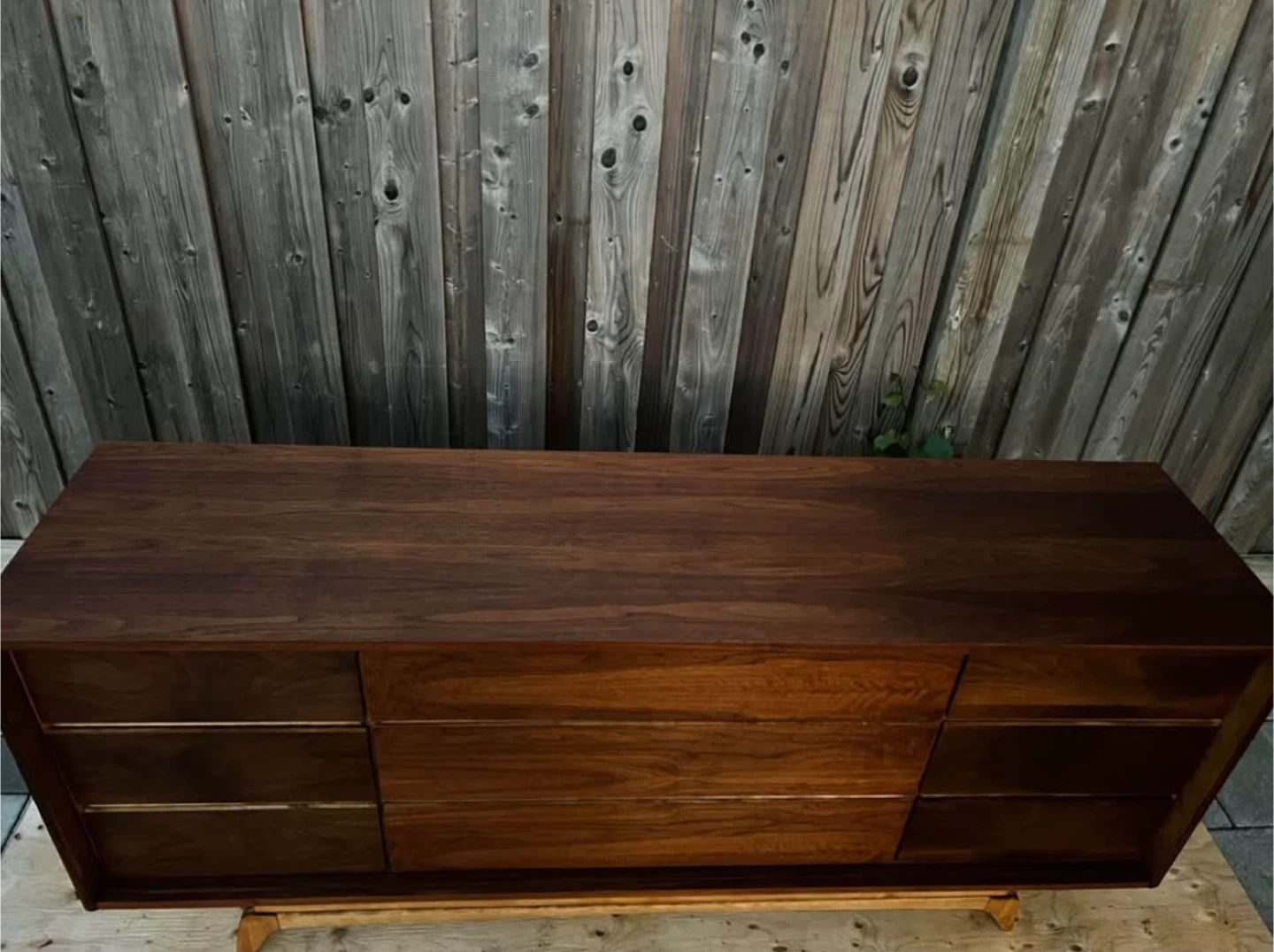 Mcm Walnut Dresser with Drawers Refinished - photo 4