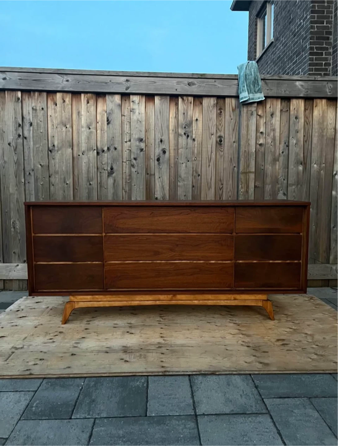 Mcm Walnut Dresser with Drawers Refinished - photo 3