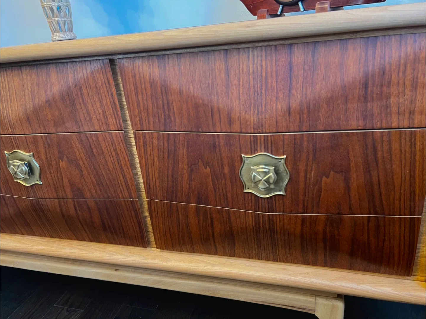 Mcm Walnut Dresser - Solid Wood Refinish image indicator(6)