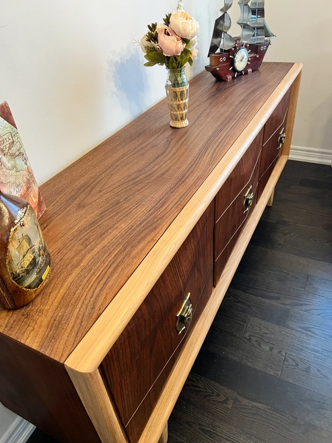 Mcm Walnut Dresser - Solid Wood Refinish image indicator(3)