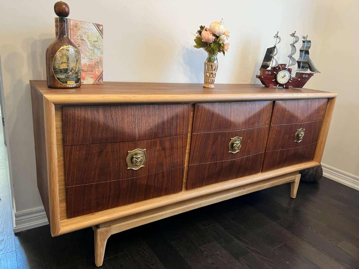 Mcm Walnut Dresser - Solid Wood Refinish - photo 2