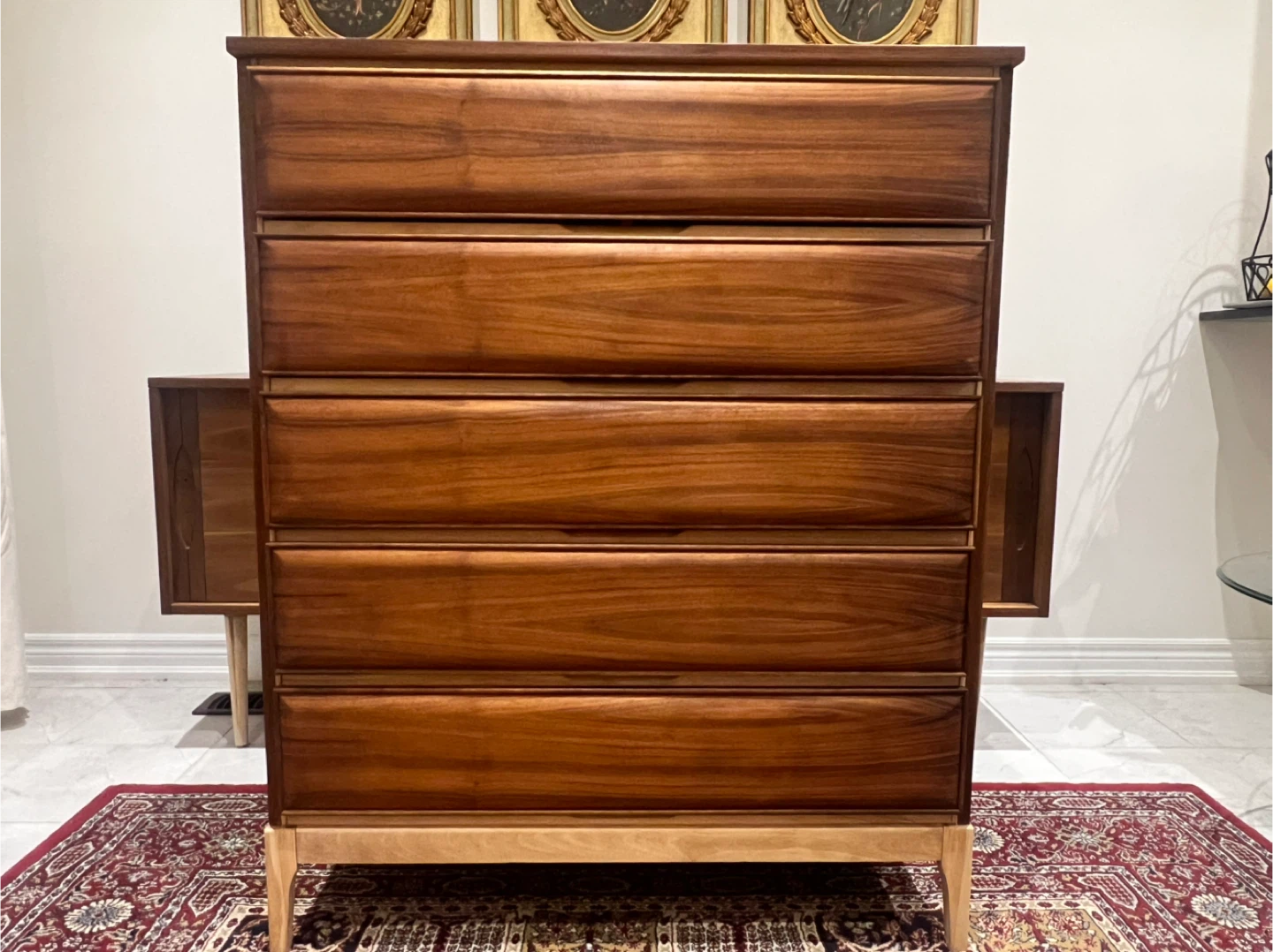 Mcm Walnut 6-Drawer Dresser Refinished - photo 4