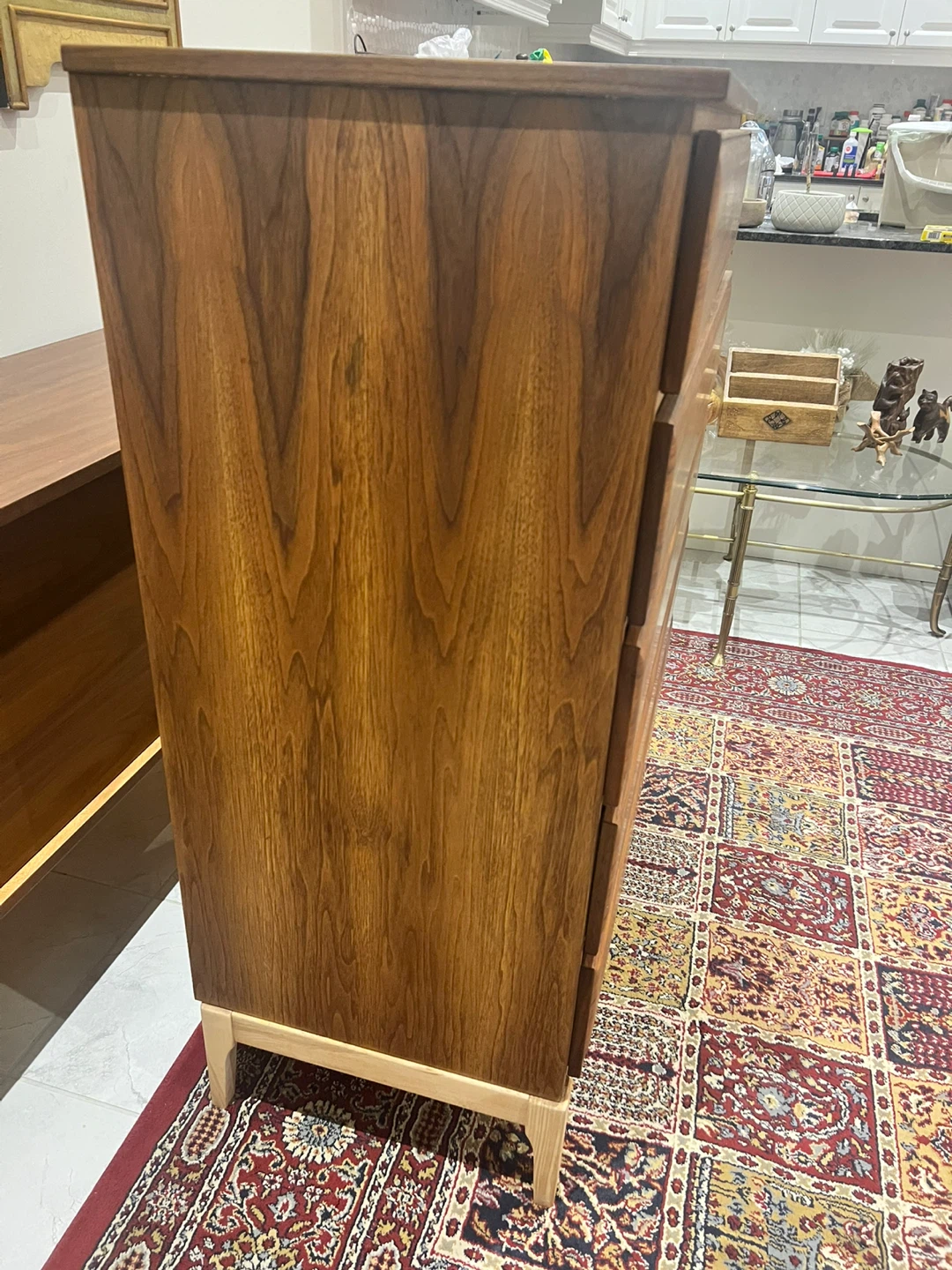 Mcm Walnut 6-Drawer Dresser Refinished - photo 3
