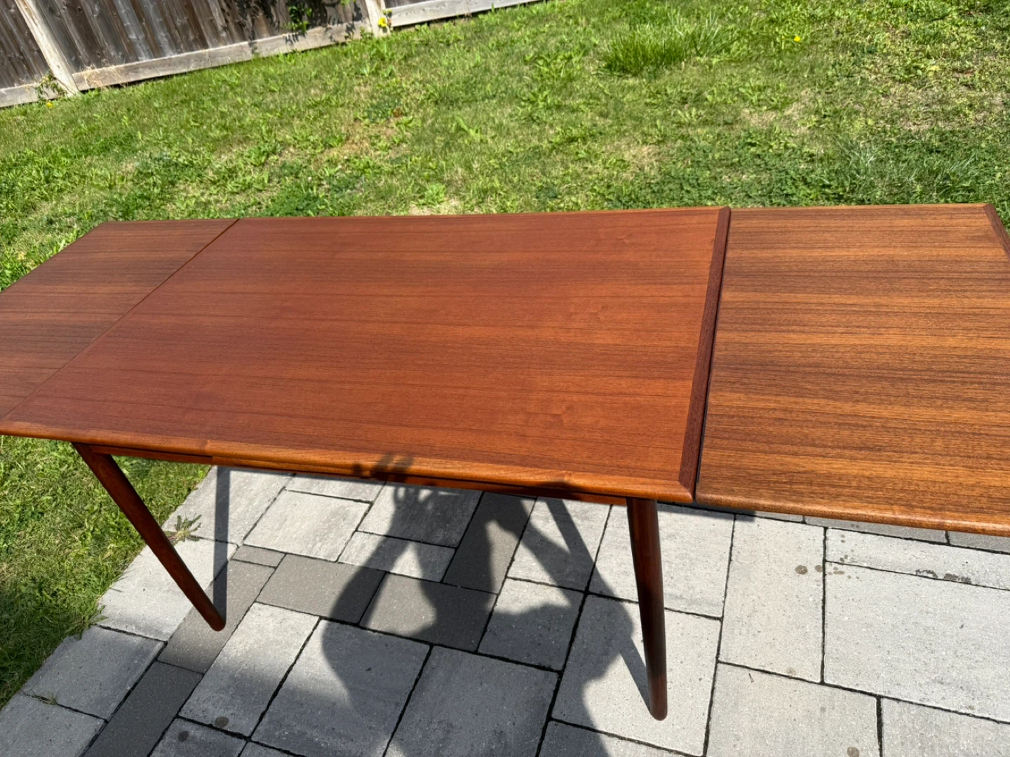 Mcm Danish Teak Extendable Dining Table Refinished - photo 5