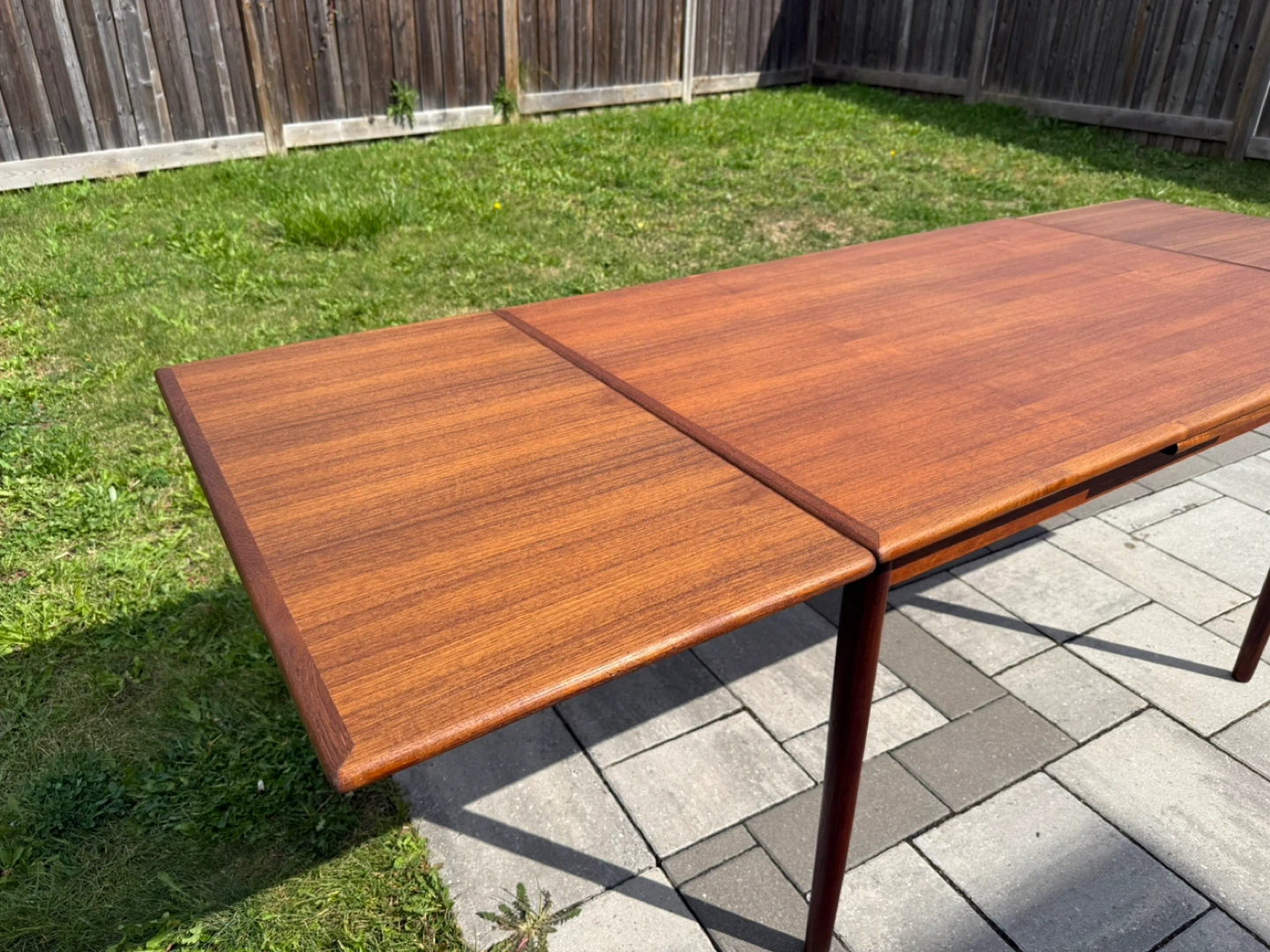Mcm Danish Teak Extendable Dining Table Refinished - photo 4