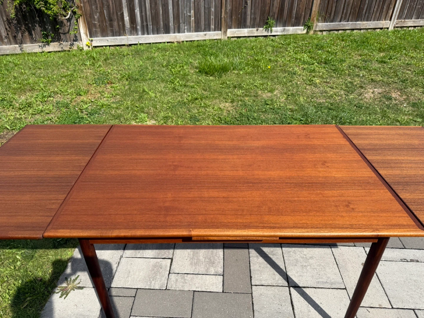 Mcm Danish Teak Extendable Dining Table Refinished - photo 2