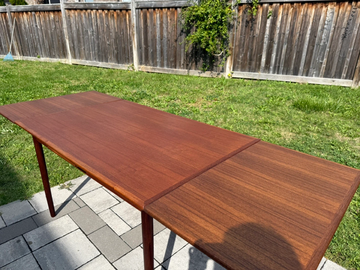 Mcm Danish Teak Extendable Dining Table Refinished - photo 3