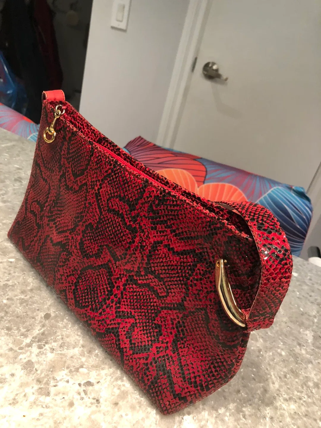 Due Fratelli Red Snakeskin Leather Bag image indicator(2)