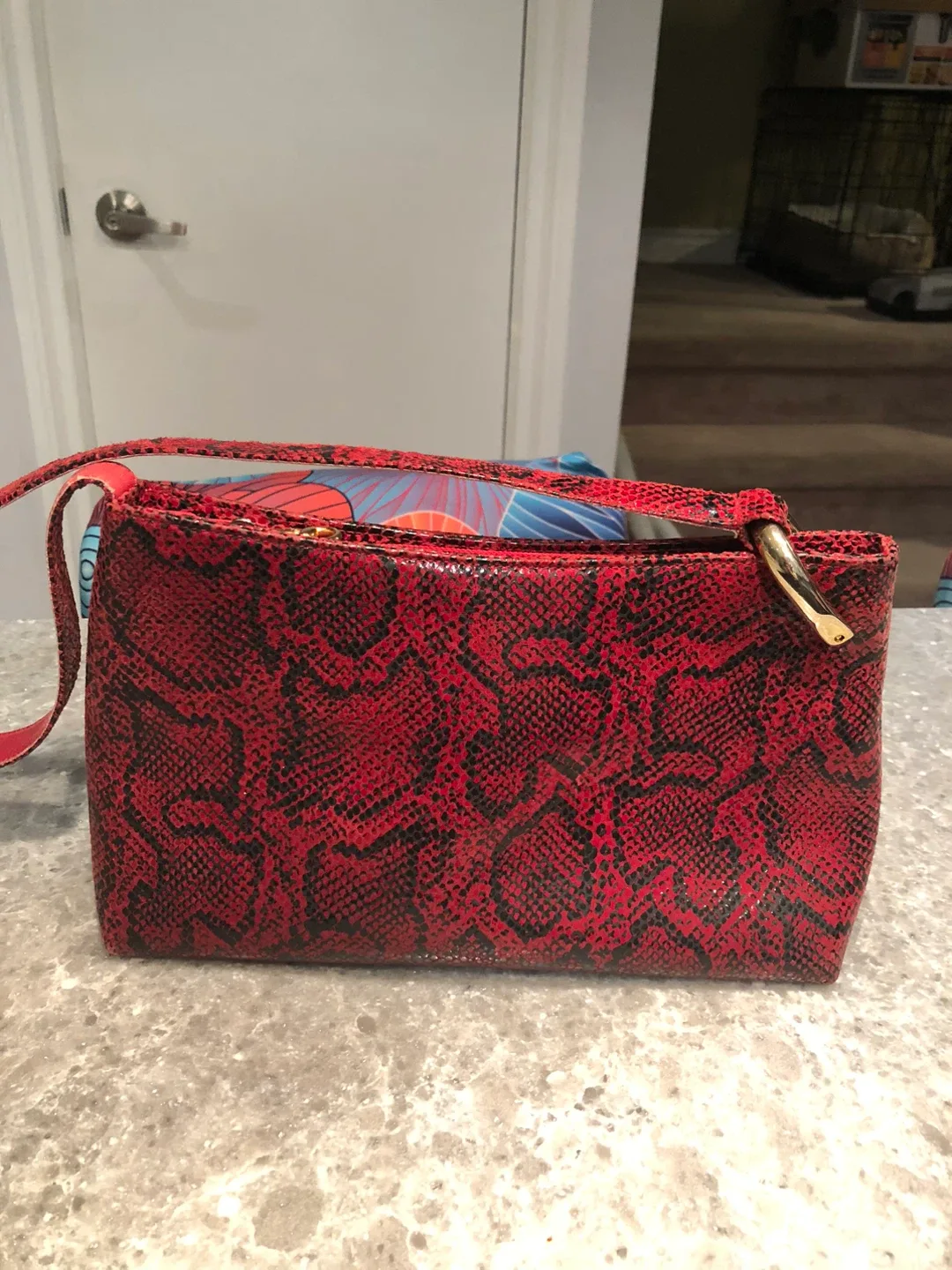 Due Fratelli Red Snakeskin Leather Bag image indicator(3)