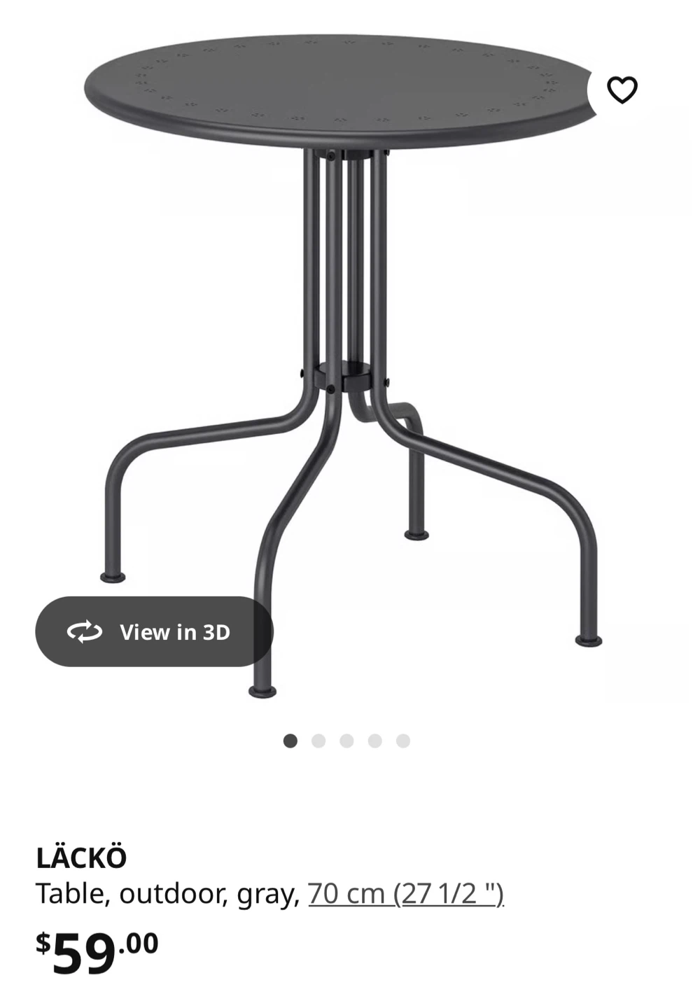 IKEA LÄCKÖ Outdoor Table - Gray, 27.5 inch - photo 2