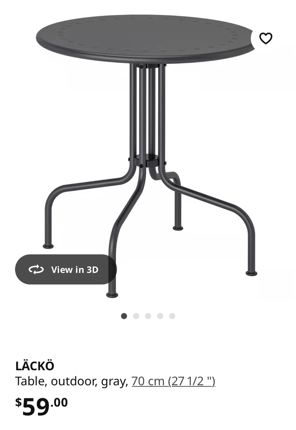 IKEA LÄCKÖ Outdoor Table - Gray, 27.5 inch image indicator(2)