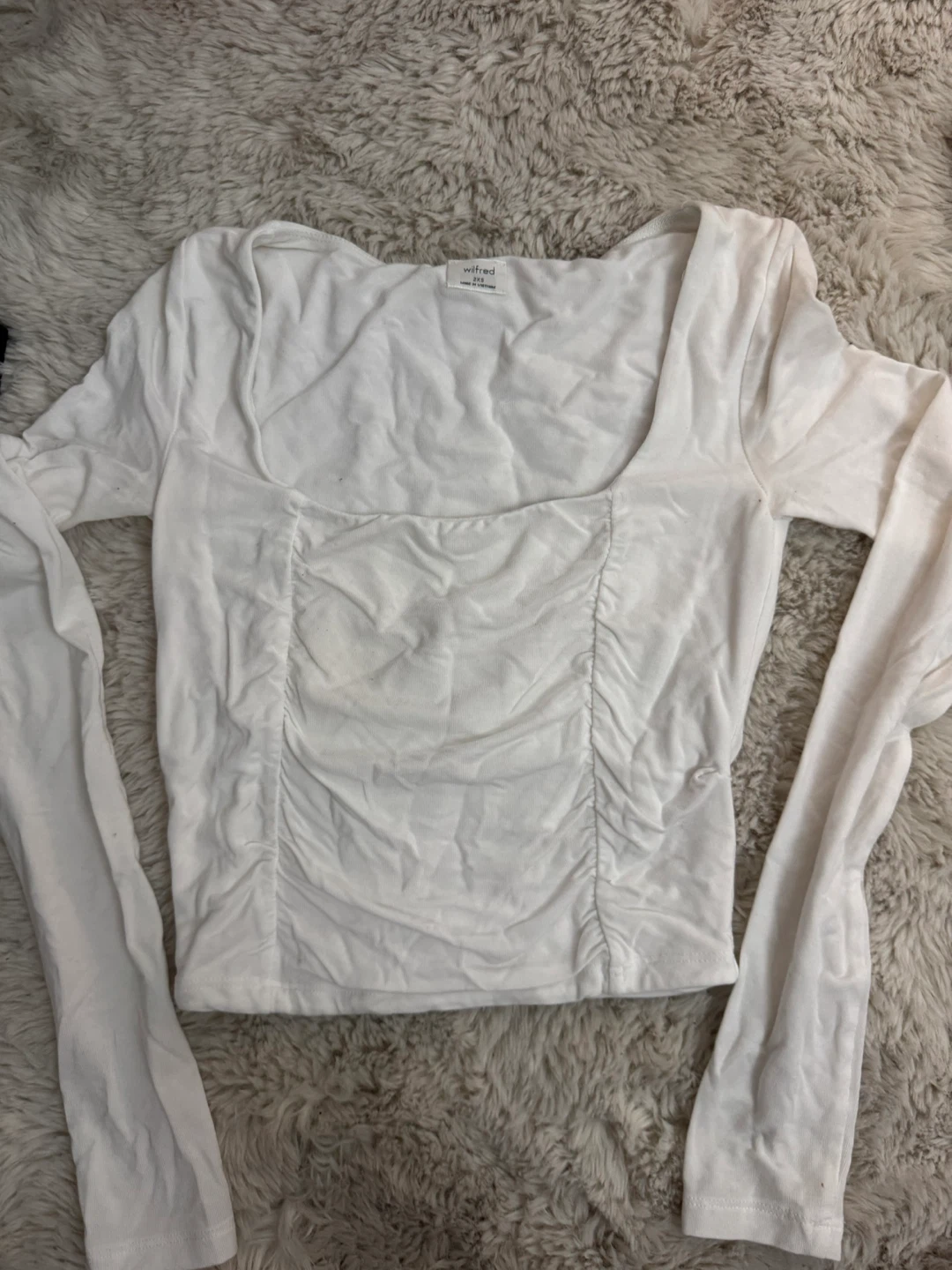 Wilfred Aritzia  White Long Sleeve Top - Size 2XS