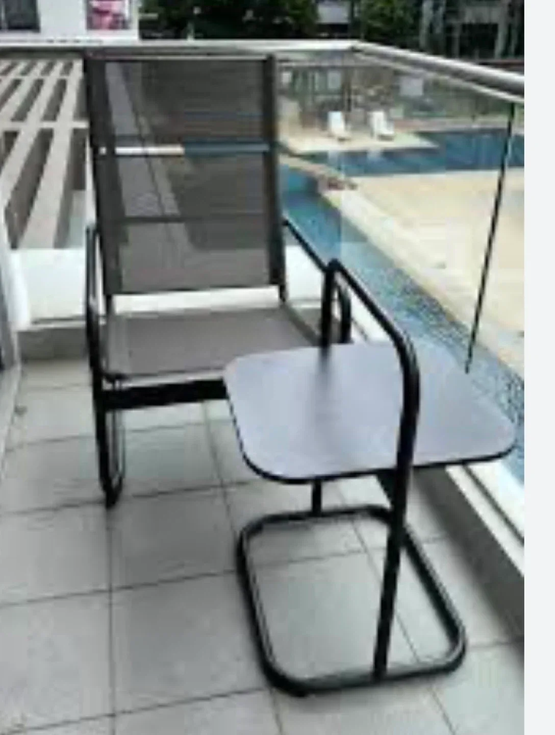 Outdoor Chair with Side Table - Black image indicator(2)