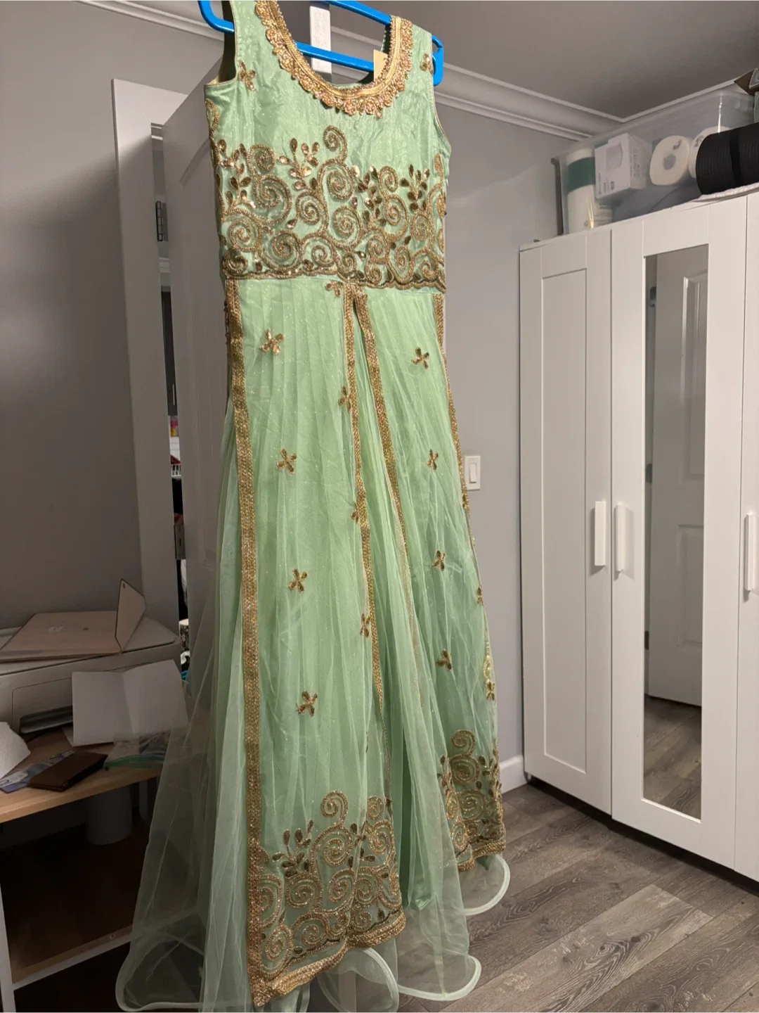 Green & Gold Embroidered Dress image indicator(2)