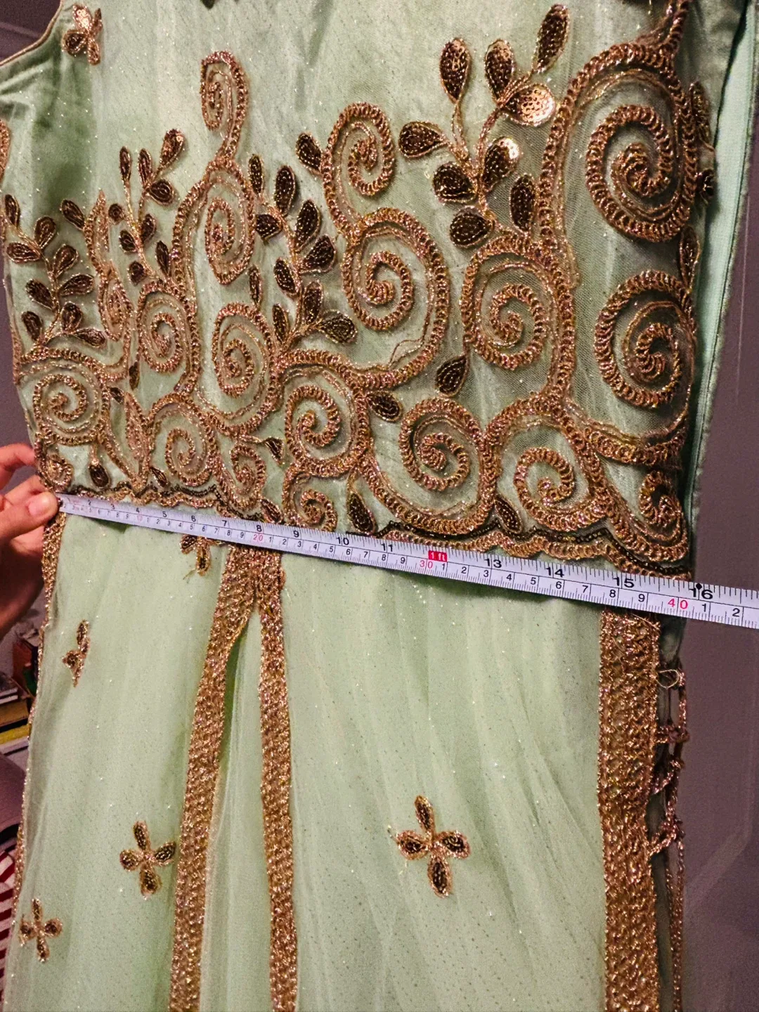Green & Gold Embroidered Dress image indicator(5)