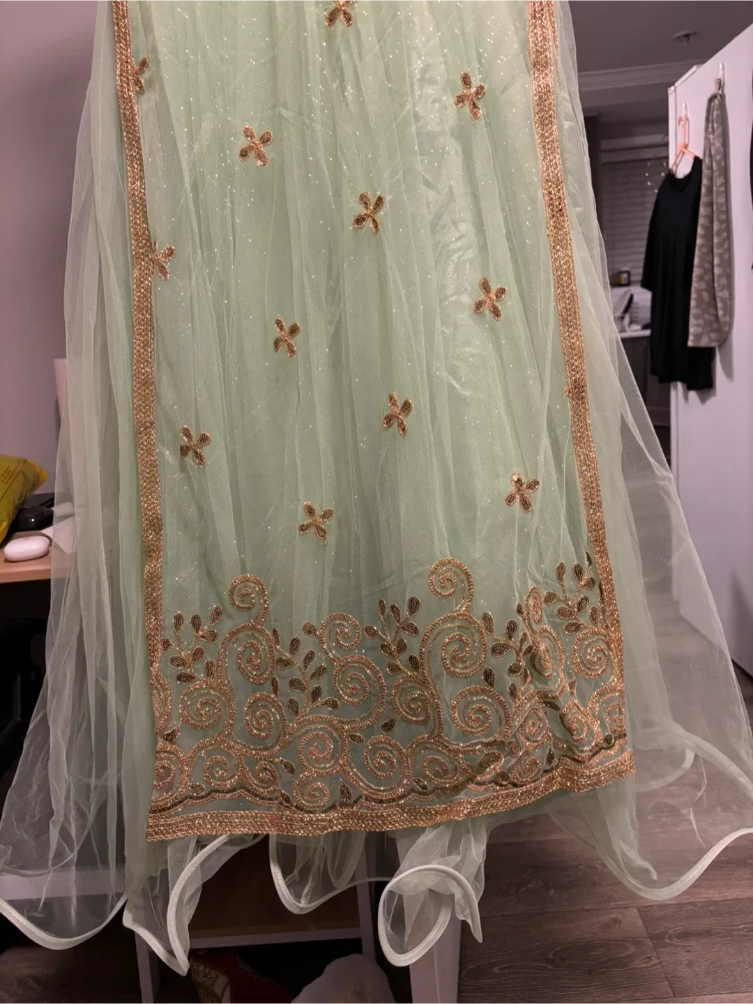 Green & Gold Embroidered Dress image indicator(3)