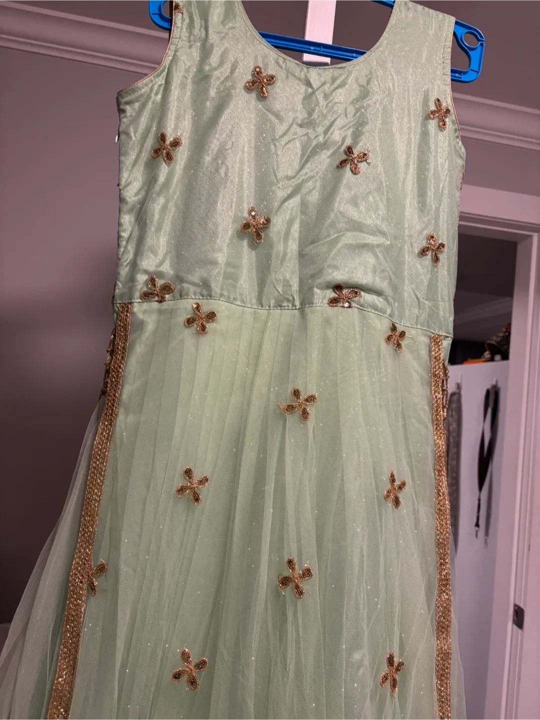 Green & Gold Embroidered Dress image indicator(7)