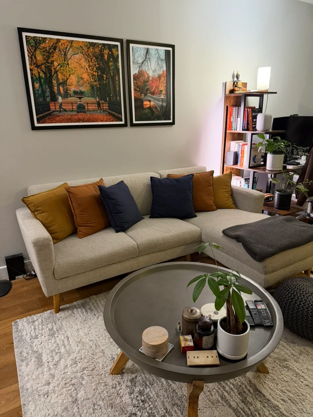 West Elm Sectional Sofa 79” with throw pillows image indicator(3)