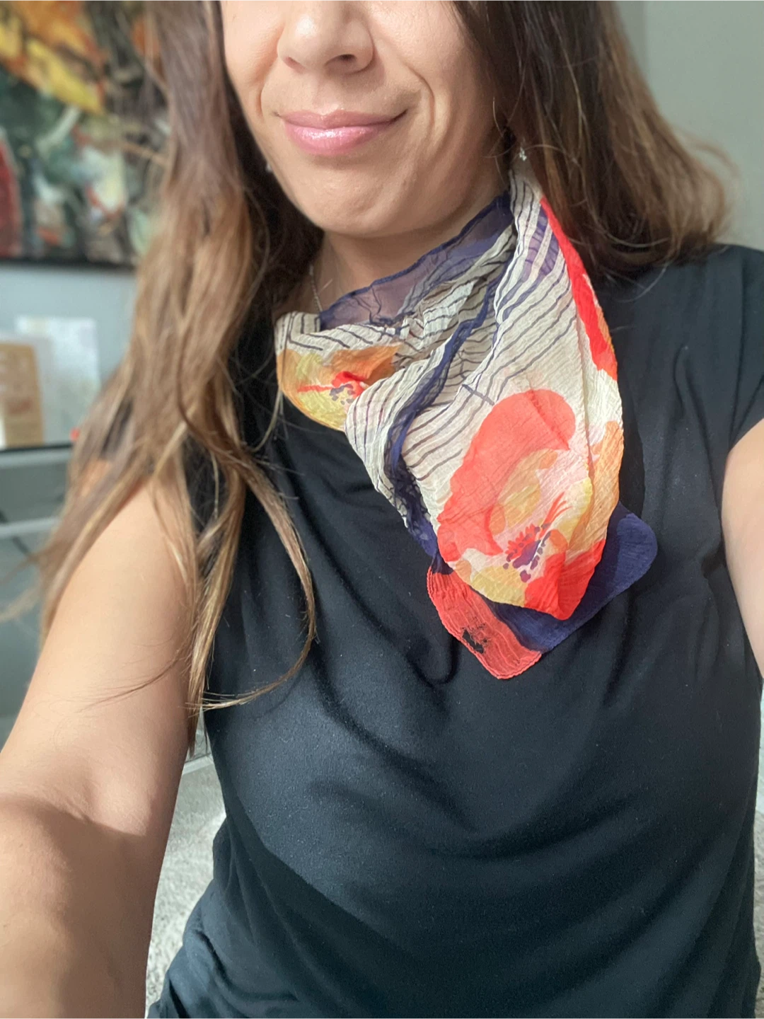 Variety of colourful fall scarves