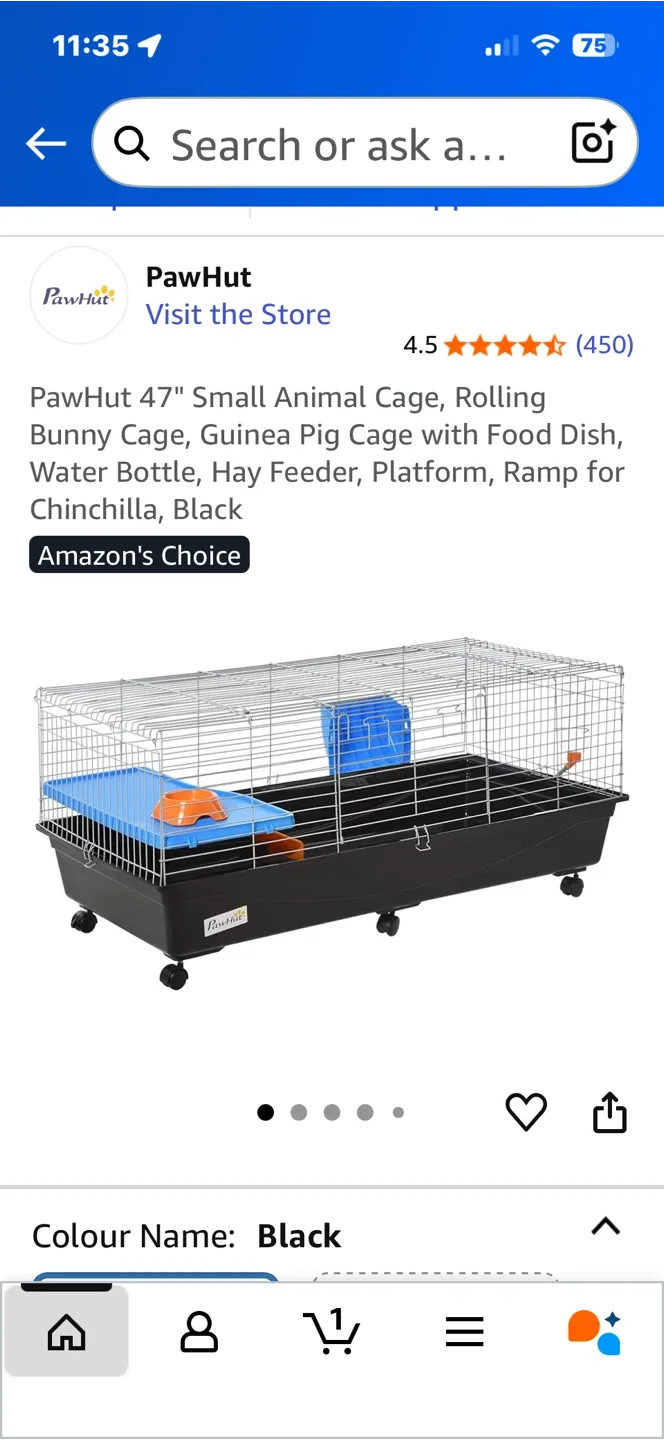 PawHut 47" Small Animal Cage - Black image indicator(5)