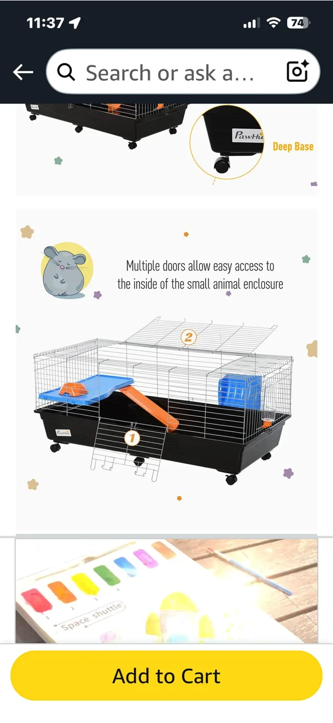 PawHut 47" Small Animal Cage - Black image indicator(9)