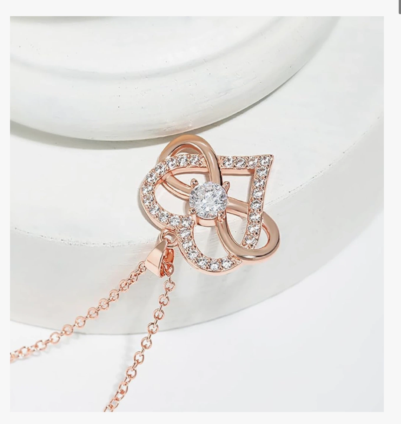 14K Rose Gold Plated Sterling Silver Diamond Necklace - photo 2