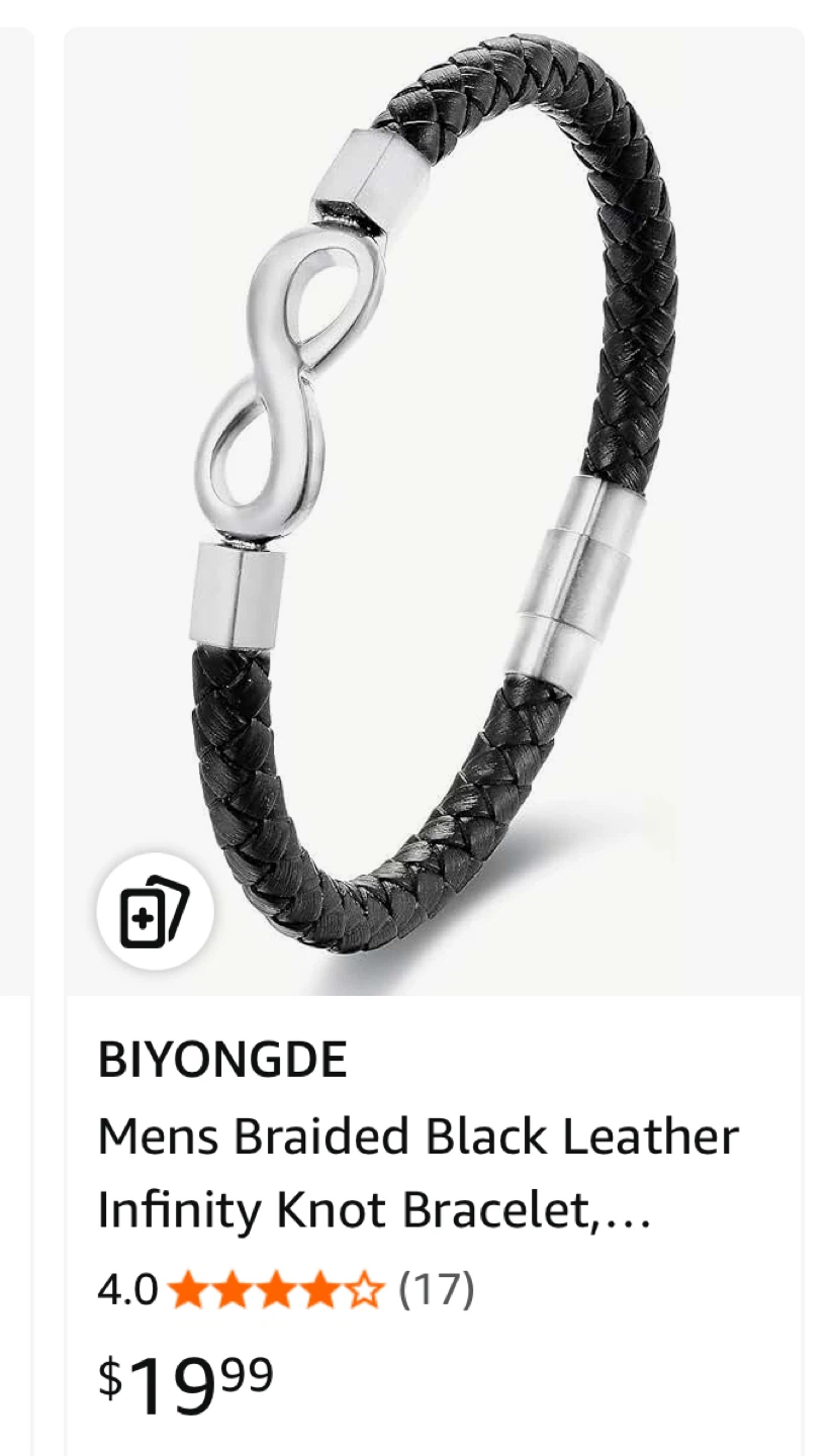 Braided Black Leather Infinity Bracelet - photo 3