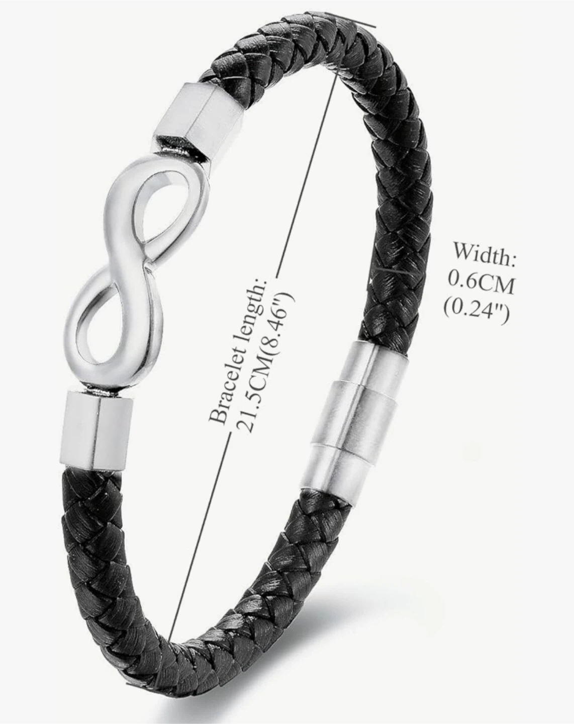 Braided Black Leather Infinity Bracelet - photo 4