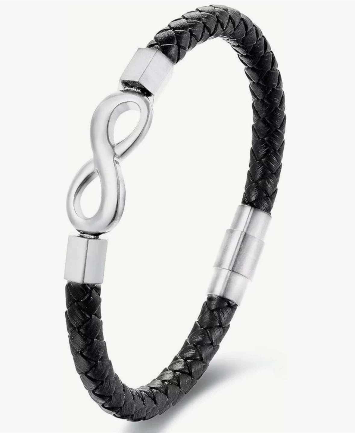 Braided Black Leather Infinity Bracelet - photo 2