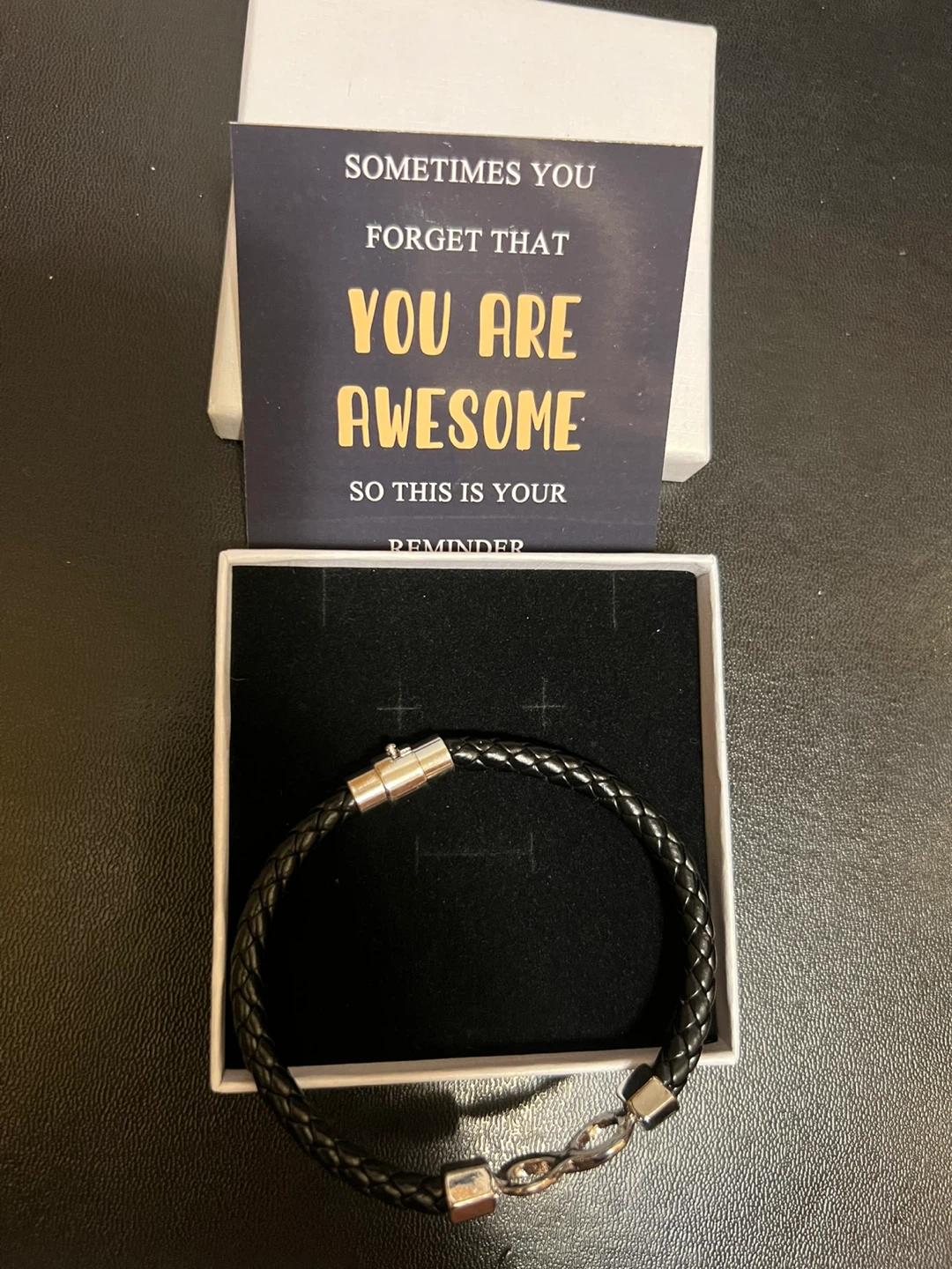 Braided Black Leather Infinity Bracelet - photo 5