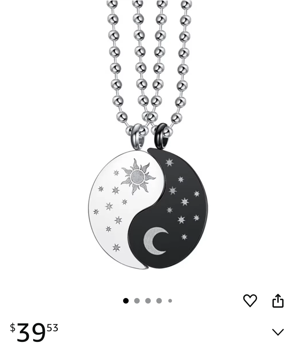 Yin Yang Matching Couple Necklace Set - photo 3