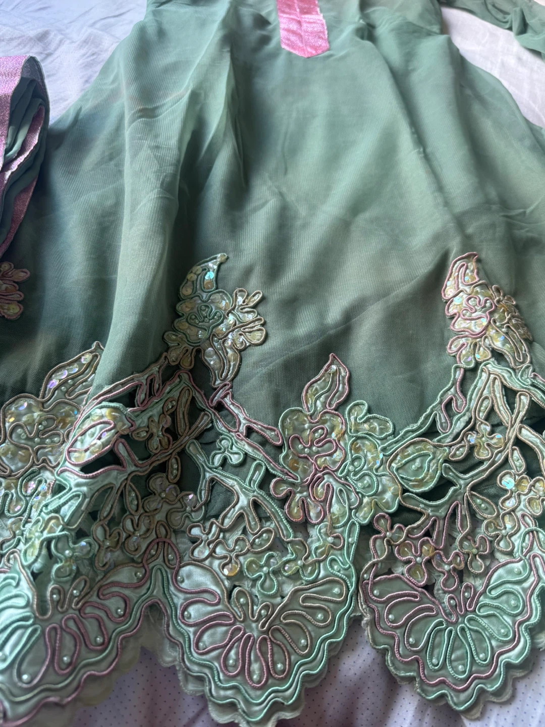 3pcs Green Embroidered net Salwar Kameez small - photo 2