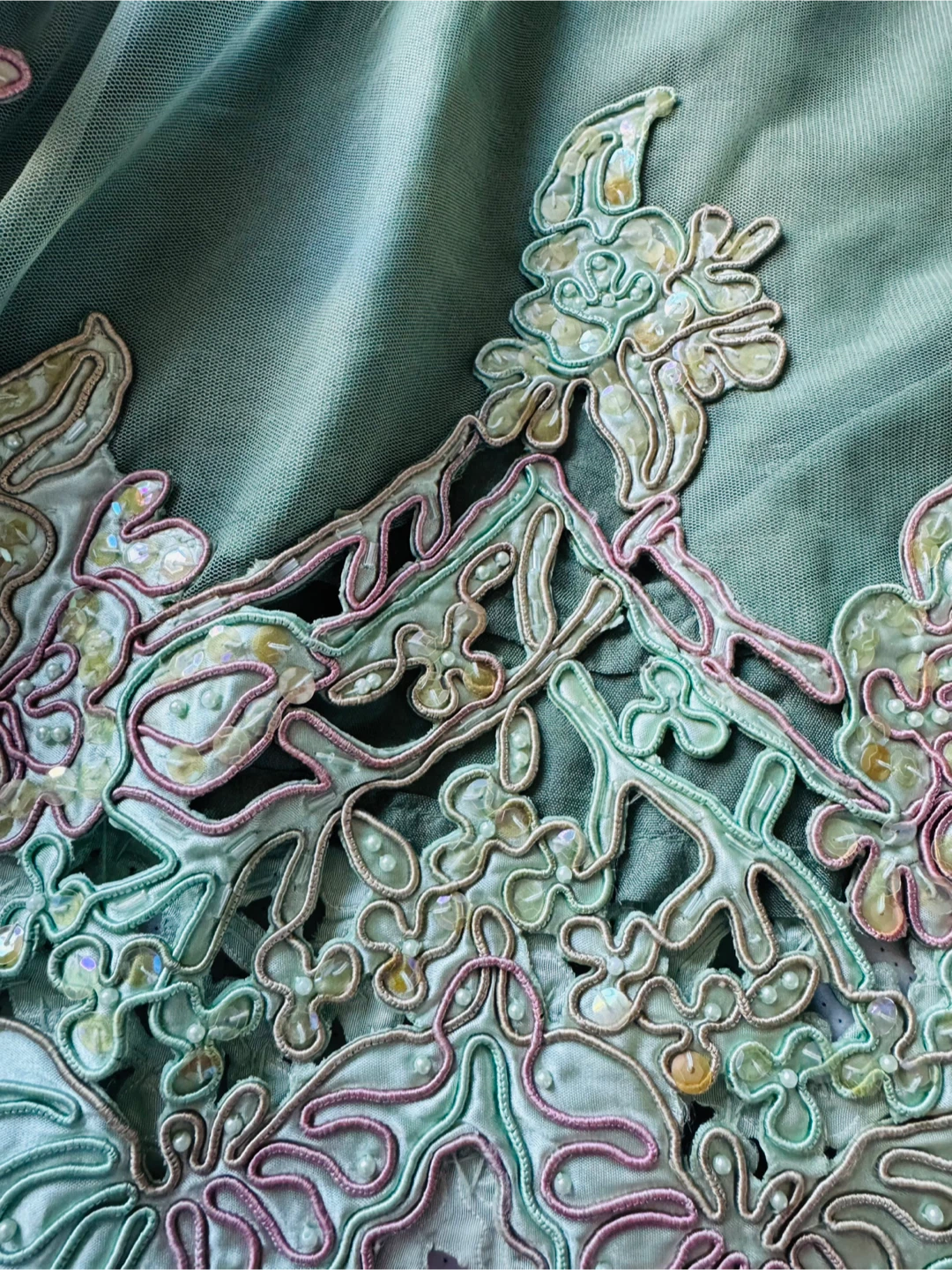 3pcs Green Embroidered net Salwar Kameez small - photo 4