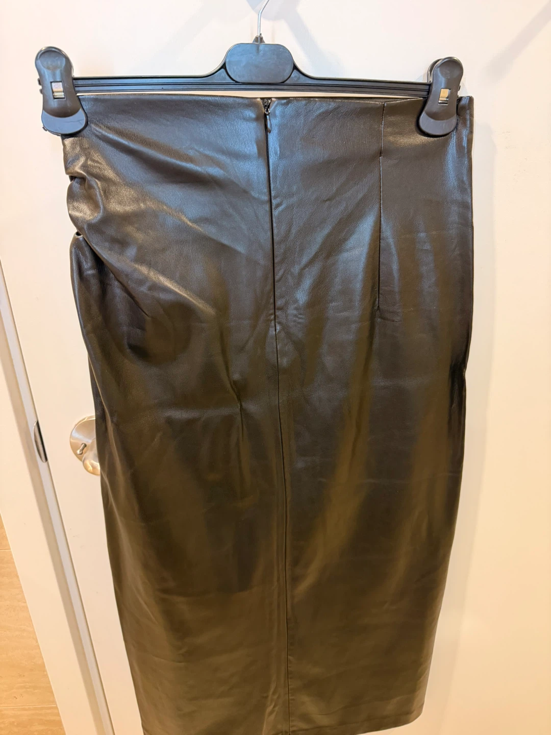 Black Faux Leather Ruched Skirt Zara - photo 2