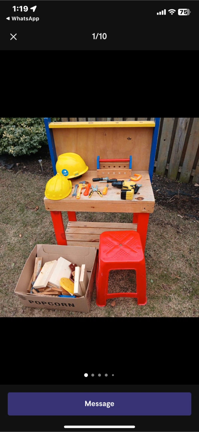 Kids' Workbench with Tools & Stool