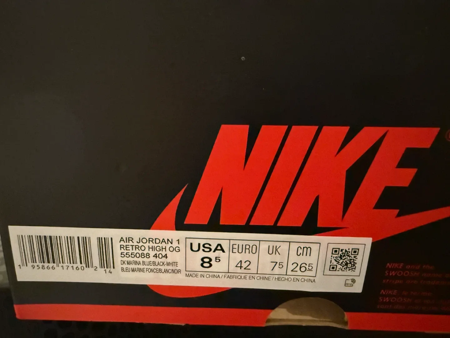 Nike Air Jordan 1 Retro High OG Marina Blue Size 8.5 image indicator(2)