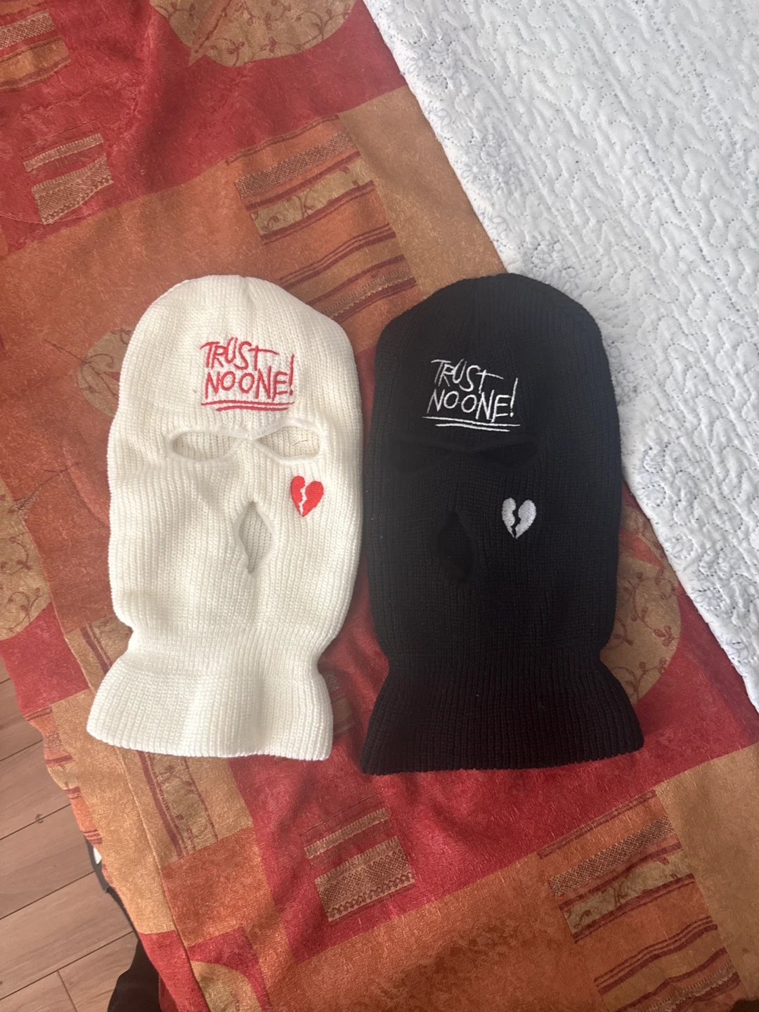 Trust No One Ski Mask - White & Black