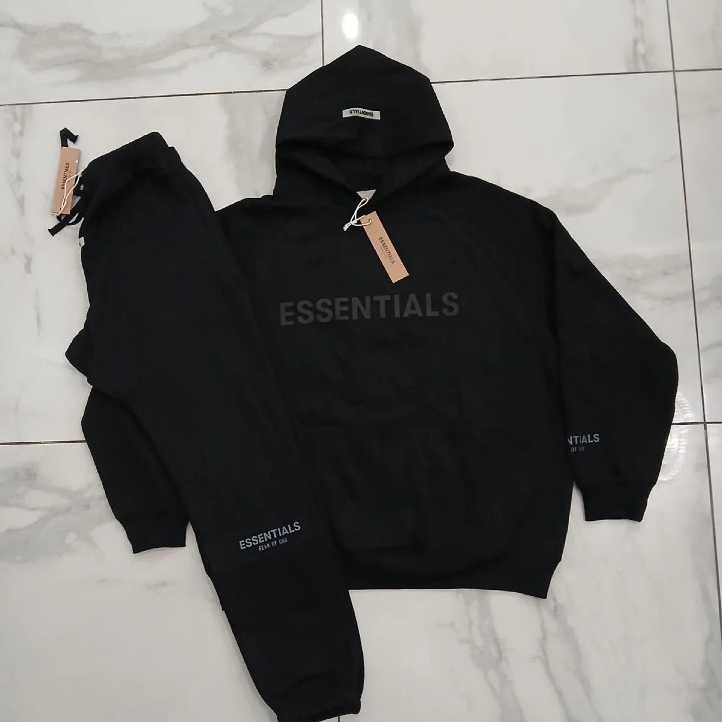 Essentials Black Hoodie & Sweatpants Set thumbnail