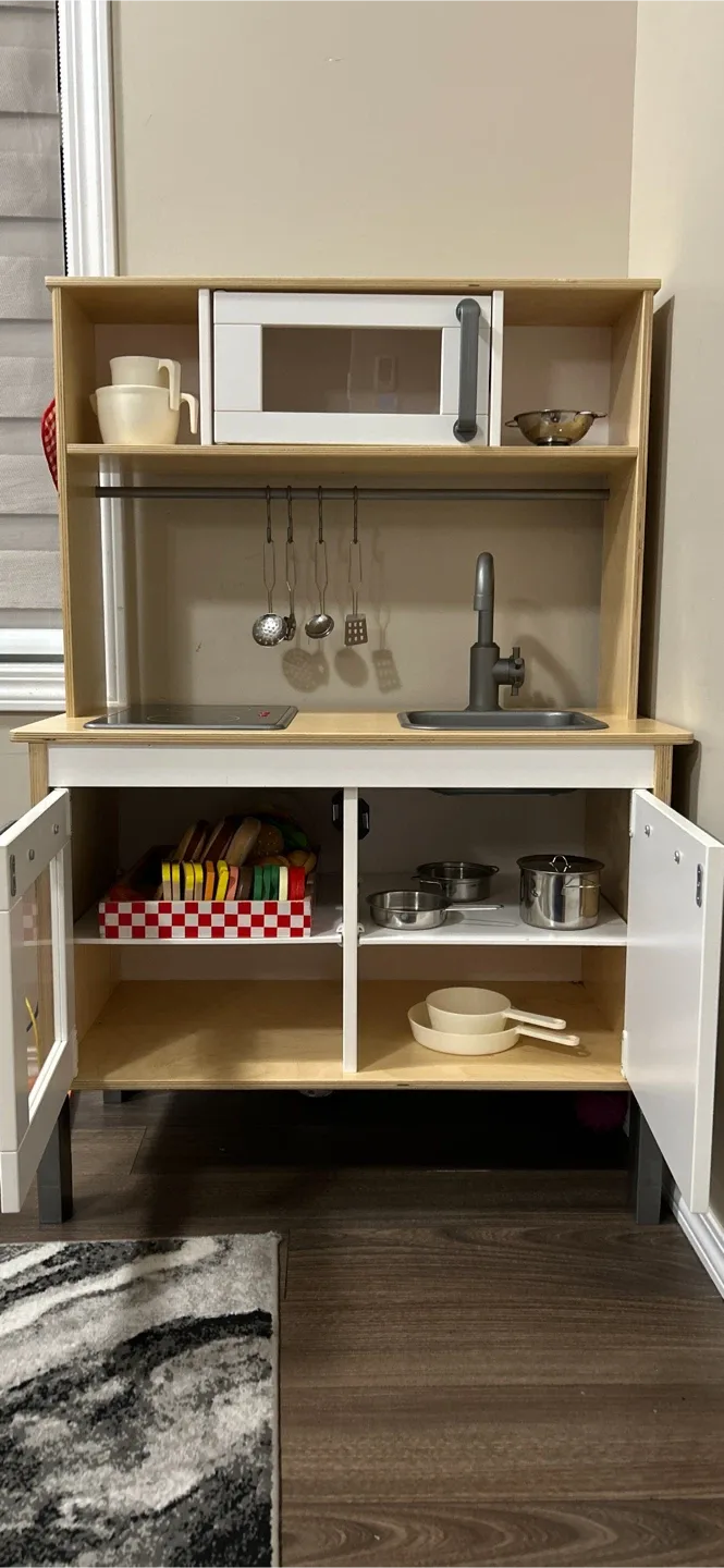 IKEA Duktig Play Kitchen With Dishes and Food image indicator(10)