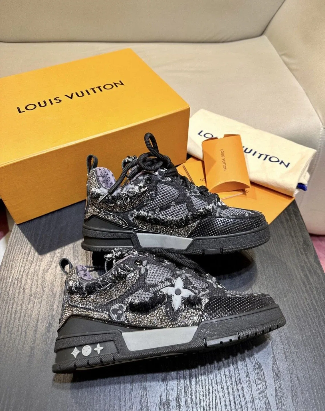 Louis Vuitton Black LV Trainer Sneaker thumbnail