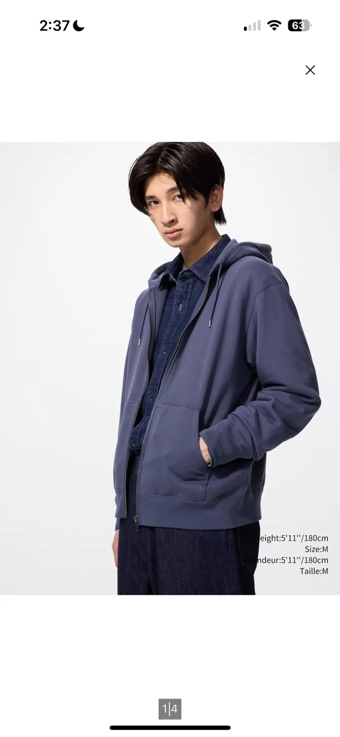 Uniqlo Full-Zip Hoodie, Size M image indicator(4)