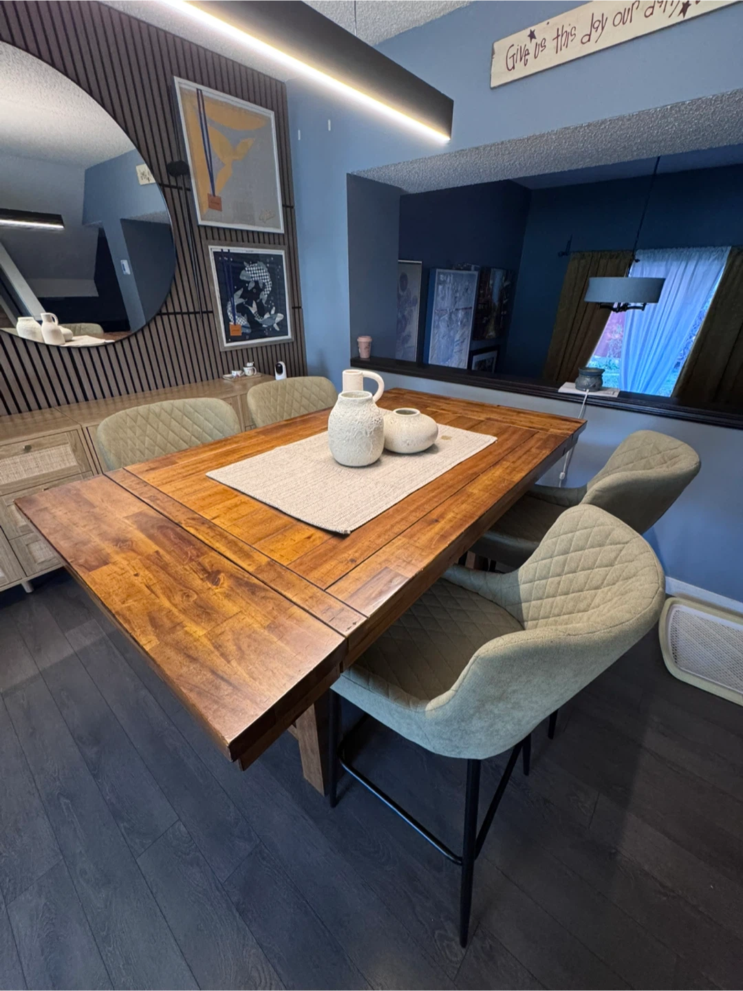 Wood Dining Table with 4 Chairs