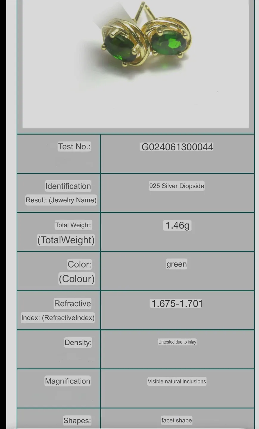 Natural Diopside S925 Silver Earrings image indicator(3)