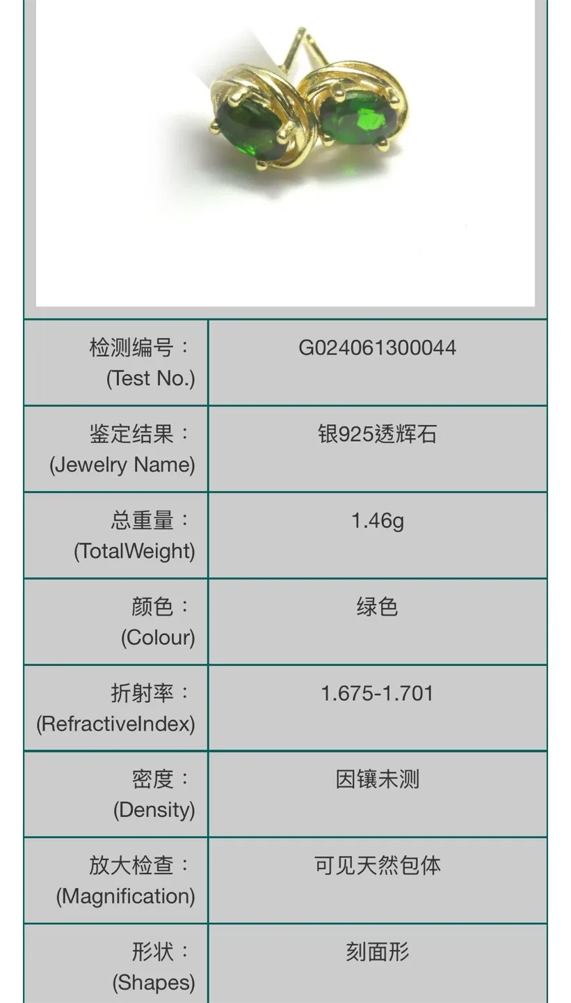 Natural Diopside S925 Silver Earrings image indicator(4)