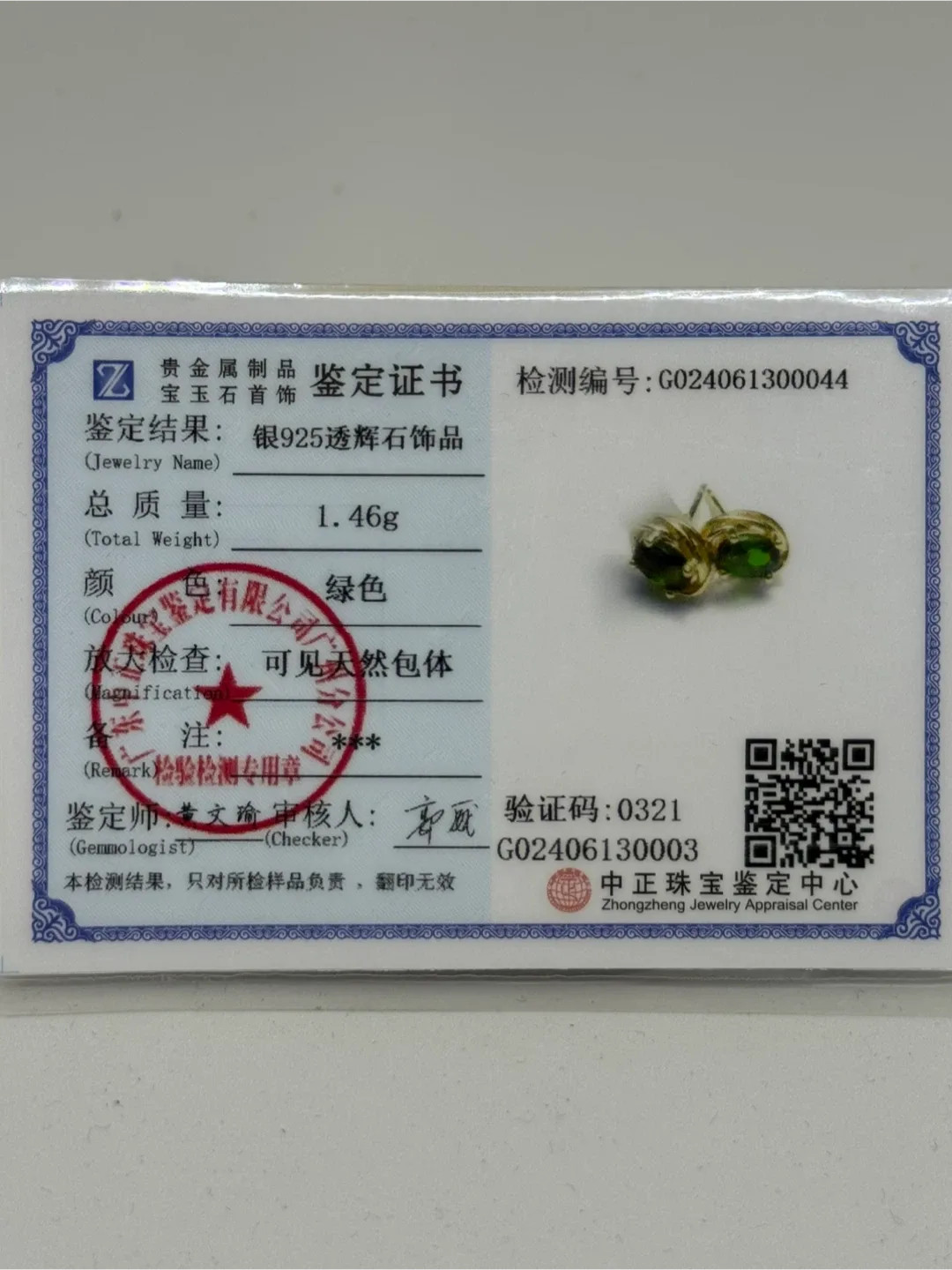 Natural Diopside S925 Silver Earrings image indicator(5)