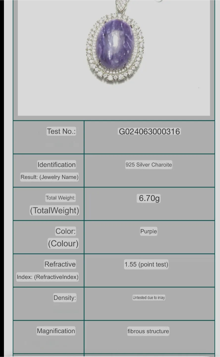 Natural Purple Charoite S925 Silver Pendant image indicator(3)
