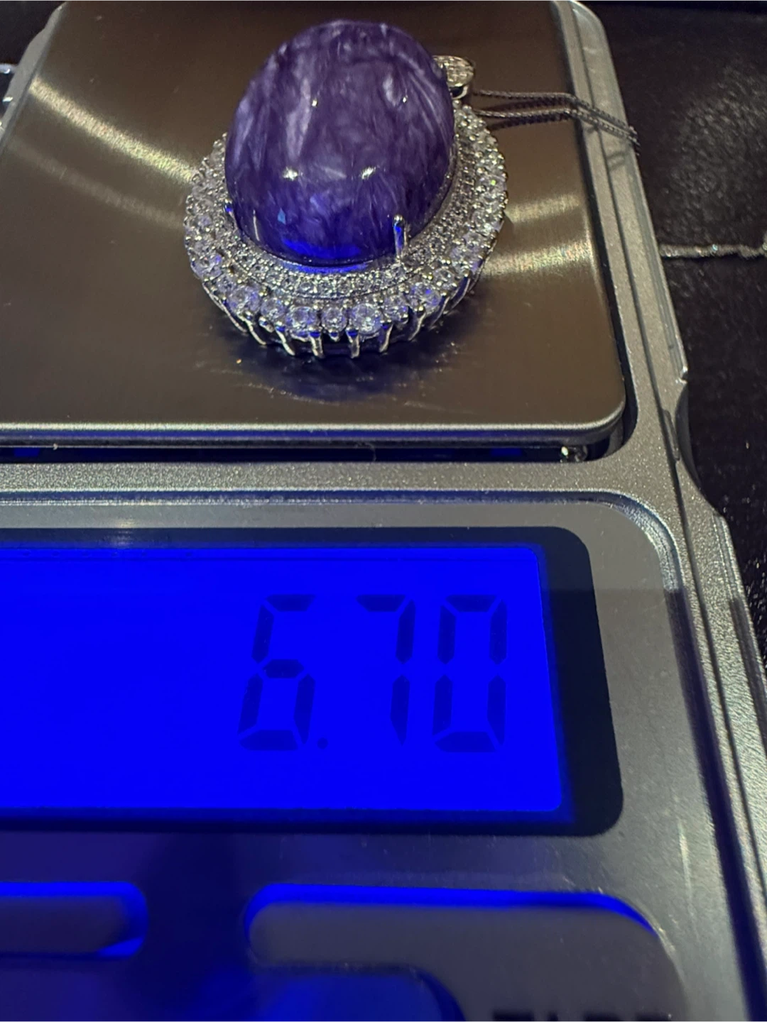 Natural Purple Charoite S925 Silver Pendant - photo 2