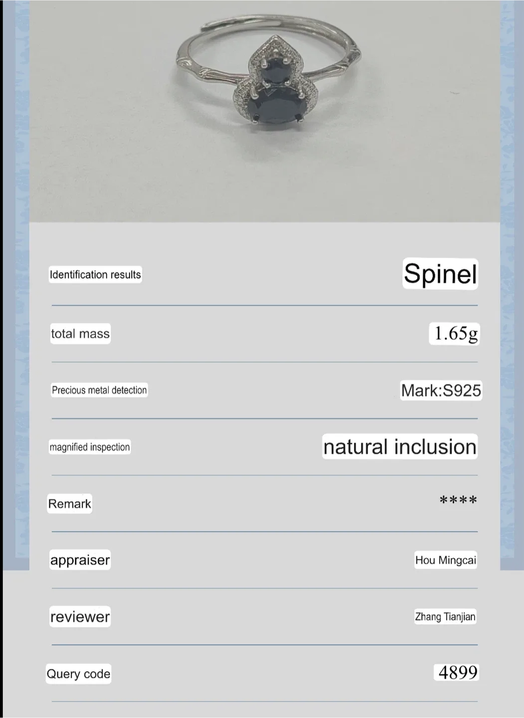 Natural Black Spinel S925 Silver Ring image indicator(2)