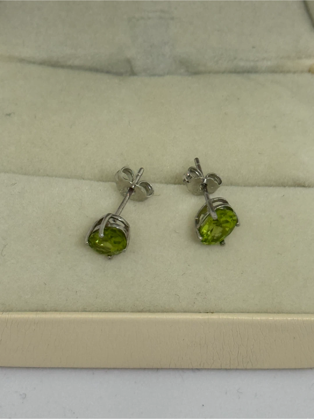 Natural Peridot S925 Silver Stud Earrings - photo 2